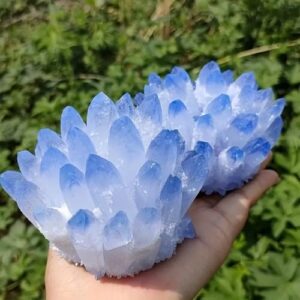 Natural Crystal Cluster Clear Quartz Mineral Crystal Cluster Cluster Healing Ornament Hue Reflection Feng Shui Home Decor (Blue) - Image 5