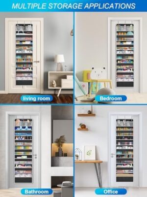 Over the Door Storage, Large Capacity Behind Closet Door Organizer for Bedroom Nursery to Store Diaper Kids Toys Shoes Sundries Over Door Hanging Organizer with 6 Tier Clear Deep Pockets 1 Pack - Image 8