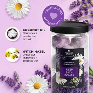 Nature's Beauty Lavender Chamomile Sleep Bath Bomb Gift Set Multi-Pack- Luxury Fizzy Relax Spa Bomb w/Vanilla + Citrus Scent Made with Coconut Oil + Witch Hazel, 17.5 oz | 10 ct ea (2 Pack) - Image 2