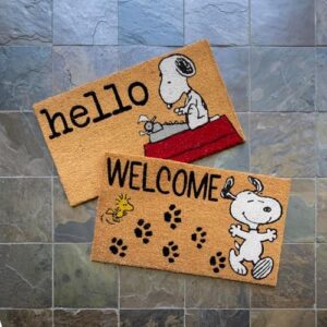 Gertmenian Peanuts Snoopy Coir Doormat - 2x3 Welcome Mat (2-Pack), Ideal for High Traffic Areas in Front Door, Garage, Entryway - Welcome, 80022 - Image 2