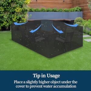 Easy-Going Rectangle Patio Furniture Cover Waterproof Outdoor Dining Table and Chair Cover Anti-UV Outside Sectional Sofa Set Covers (110"L x 84"W x 28"H, Black) - Image 7