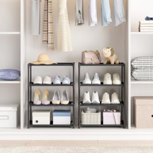 4 Tier Small Shoe Rack, Narrow Stackable Kids Toddler Adult Shoe Storage Organizer Shelf for Closet Floor Entryway Bedroom, Space Saver Shoe Rack Organization Shelves - Image 7
