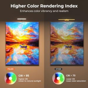 FULEN 2 Pack Picture Lights for Wall,Battery Operated Wall Sconce Rechargeable,LED Wall Light Cordless with Remote,3 Color Temperature, Art Lights for Painting,Frame,Gallery,Dartboard Lights,Black - Image 4