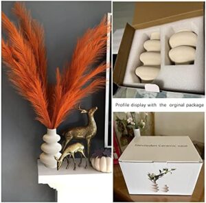 Ceramic Vases Set 2, Modern Home Decor,Off White Round Vases,Modern Dried Flower Vases, Boho Home Decor for Centerpieces Wedding Dinner Table Party Living Room Office Bedroom - Image 5