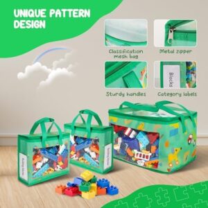 5 Pack Toy Storage Bags with Labels, Include 1 Pcs Extra Large and 4 Pcs Large Bags, Portable Toy Storage Organizer with Pattern Design for Organizing Board Game, Building Blocks, Puzzle, Kids Books - Image 6
