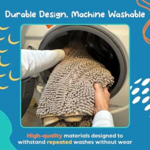 Pet 2-in-1 Dog Towel & Mat – Transforms from Drying to Bath Mat, Ultra Soft, Absorbent & Quick-Drying, Machine Washable Dog Towels with Detachable Non-Slip Mat and Hand Pockets (Small) - Image 8