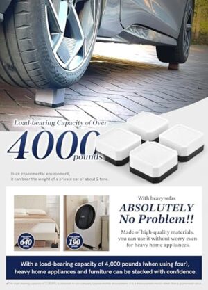 Bed Risers Furniture Risers Heavy-Duty Rectangular Adjustable Block Lift to 3 inches and 4.3 inches Desk, Sofa, Chair Legs, Refrigerator, Washing Machine Support up to 4000 pounds - Image 5