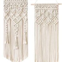 Mkono 2 Pcs Macrame Woven Wall Hanging Boho Chic Geometric Art Decor - Beautiful Bedroom Nursery Apartment Home Decoration, Gift for Girls Adults Birthday Christmas, 32" L x 16.5" W