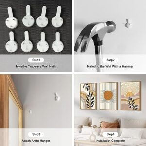 HPINUB Boho Framed Canvas Wall Art Prints, Set of 3 Mid Century Modern Wall Decor, Nature Plants Desert Sun Art Paintings, Bohemian Artwork for Living Room, Bedroom, Dining Room, Office - 16"x24"x3 - Image 6