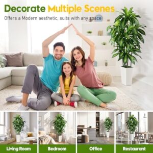 Artificial Dracaena Tree Indoor, 6FT Tall Fake Tree with White Tall Planter, Artificial Trees Fake Yucca Potted Tree for Home Office Living Room Decor,Tall Artificial Plant for Housewarming - Image 7