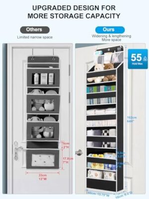 Over the Door Storage, Large Capacity Behind Closet Door Organizer for Bedroom Nursery to Store Diaper Kids Toys Shoes Sundries Over Door Hanging Organizer with 6 Tier Clear Deep Pockets 1 Pack - Image 4