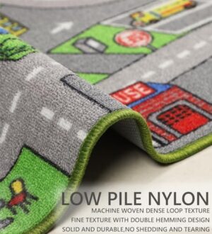 Kids Rug 3'3" x 5'2" City Life Playmat Area Rug Car City Map Washable Traffic Road Educational Learning Nursery Rug Carpet for Children Playroom Living Room Bedroom Classroom Decor Green - Image 3
