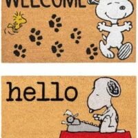 Gertmenian Peanuts Snoopy Coir Doormat - 2x3 Welcome Mat (2-Pack), Ideal for High Traffic Areas in Front Door, Garage, Entryway - Welcome, 80022
