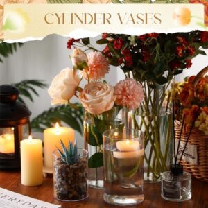 Nuogo 48 Pcs Plastic Cylinder Vases Tall Clear Flower Vases for Centerpieces Hurricane Candle Holder for Home Wedding Office Party Formal Dinners Decorations (4''/6''/8''/10'') - Image 5