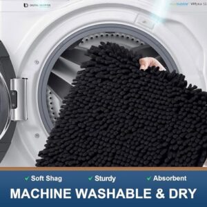 Smiry Luxury Chenille Bathroom Rugs 30x20, Extra Soft and Absorbent Shaggy Bath Mat, Machine Washable, Non-Slip Plush Carpet Runner for Tub, Shower, and Floor, Home Decor Accessories, Black - Image 6