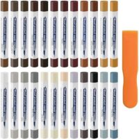 24PCS Furniture Repair Kit Wood Markers, Colorful Wood Filler Stick Floor Scratch Kits, Wooden Repair Wax Crayons Wax Sticks for Repairing Scratches