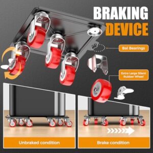 Furniture Dolly,Furniture Mover Pro Set,Furniture Lifter with 5 360° Rotatable Rubber Universal Wheels,Carbon Steel Panel Furniture Movers,Maximum Load 3307LBS.Red. - Image 2
