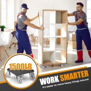 Furniture Dolly,Furniture Mover Pro Set,Furniture Lifter with 5 360° Rotatable Rubber Universal Wheels,Carbon Steel Panel Furniture Movers,Maximum Load 1500LBS. - Image 6