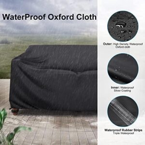 Heavy Duty Patio Sofa Cover Waterproof, Mrrihand 2-Seater Outdoor Sofa Loveseat Cover, Outdoor Patio Furniture Cover with Air Vent and Handles, 60" L×34" D×30" H, Black - Image 5