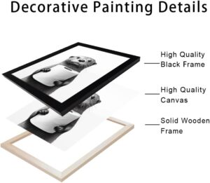 Bathroom Picture Wall Decor, Framed Black and White Bathroom Wall Art, Toilet Paper in Little Funny Raccoon's Hand Animal Canvas Print Painting - Image 2