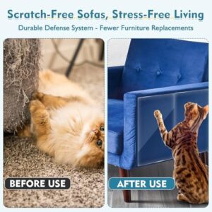 No Glue Marks - Finokeil Cat Scratch Furniture Protector, 17.72x 11.8 Inches Couch Protector from Cat Claws, Eco-Friendly Furniture Protectors from Cats Scratching(12-Pack+50 Pins) - Image 2