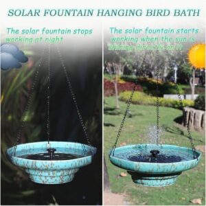 Solar Fountain Ceramic Hanging Bird Bath,Bird Bath for Ourside,Outdoor Fountain Bird Bath,Garden and Home Decor - Image 7