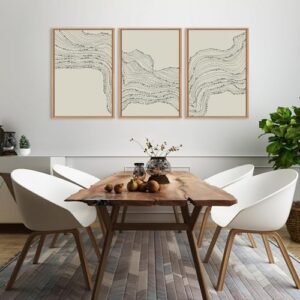 HLNIUC Neutral Abstract Framed Canvas Wall Art Set, Black Beige Wave Line Wall Decor, Large Minimalist Painting, Modern Geometric Art Print for Living Room, Bedroom, Dinning Room, Office - 24"x36"x3 - Image 4
