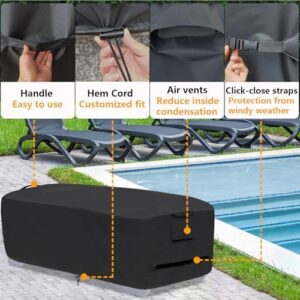 Outdoor Lounge Chair Covers for 4-6 Stackable Patio Chaise Lounge Chairs, Waterproof, Durable Polyester Fabric 80 x 32 x 40 Inch Pool Chair Covers for Winter Storage (Black) - Image 5