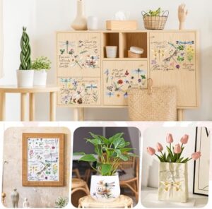 Rub on Transfers for Furniture Crafts Stickers - 6 Sheets Inspirational Dragonfly Rub on Transfer Stickers Furniture Crafts Flowers Decals for Wood Door Window Home Office Decor 11.8 x 8.2 Inch - Image 4