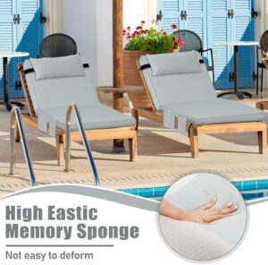 Tondiamo 2 Set Outdoor Chaise Lounge Cushions with Pillows and Storage, 72 x 21 x 3 Inch Outdoor Lounge Chair Seat Pads Outside Waterproof Chaise Cushion for Outdoor Lawn Patio Furniture(Light Gray) - Image 4