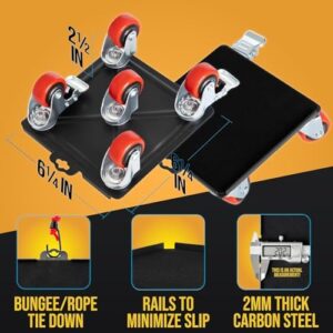 Heavy Duty Furniture Movers with Wheels Furniture Dolly Kit Moving Furniture Lift Mover Tool Set Wheels Piano Dolly Pool Table Dollies Double Bearings Locks Max Capacity 2000 lb 6.3 inch - Image 5