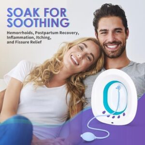 Sitz Bath for Hemorrhoids, Sitz Bath for Toilet Seat, Postpartum Care, Perineum Relief, Sits Bath Kit for Women - Collapsible, Wide Seat, Deeper Bowl - Use w/Sitz Bath Salt - Image 2