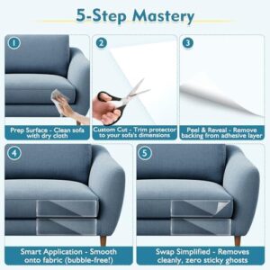 No Glue Marks - Finokeil Cat Scratch Furniture Protector, 17.72x 11.8 Inches Couch Protector from Cat Claws, Eco-Friendly Furniture Protectors from Cats Scratching(12-Pack+50 Pins) - Image 7