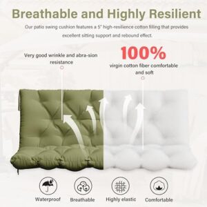 Porch Swing Cushion with Backrest,Waterproof Bench Cushion for Outdoor Furniture,2-3 Seater Replacement Thickened 5 in swing cushion,with Ties,Patio,Outdoor,Backyard and Garden (Light Green,60x40 in) - Image 4