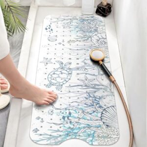 Sea Turtle Seaweed Starfish Cute Shell Bathtub Mat Non Slip Shower Mat Extra Long Anti Slip Bath Mats for Tub with Suction Cups and Drain Holes - Image 2