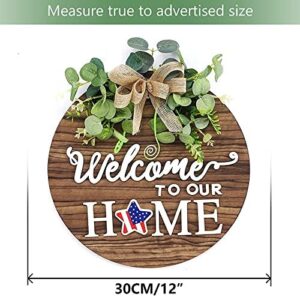 Interchangeable Seasonal Welcome Sign Front Door Decoration, Rustic Round Wood Wreaths Wall Hanging Outdoor, Farmhouse, Porch, for Spring Summer Fall All Seasons Holiday Halloween Christmas. - Image 3