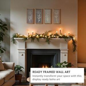 3D Wooden Floral Bathroom Wall Decor (Set of 4) Lightweight, Ready-to-Hang Framed Wall Art For Living Room, Bedroom, or Office - Premium Boho Botanical Farmhouse Decorations - Gift-Boxed - Image 7