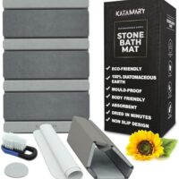 Stone Bath mat, Diatomaceous Earth Shower Mat, Non-Slip Super Absorbent Quick Drying Bathroom Floor Mat, Natural, Easy to Clean. (Dark Gray)