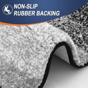 OLANLY Bathroom Rugs Sets 3 Piece, Soft Absorbent Microfiber Bath Mats and U-Shaped Contour Toilet Rug, Plush Shaggy Bath Mat Set for Bathroom (47"x20"+24"x16"+24"x20", Black) - Image 5