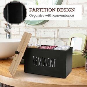 Tampon Holder Storage for bathroom, Feminine Wood Container Box, Women Product Organizer, Farmhouse Décor, Pad Storage Container Box, Rustic Accessories (black) - Image 3