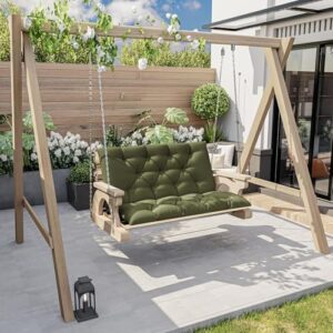 Porch Swing Cushion with Backrest,Waterproof Bench Cushion for Outdoor Furniture,2-3 Seater Replacement Thickened 5 in swing cushion,with Ties,Patio,Outdoor,Backyard and Garden (Light Green,60x40 in) - Image 6