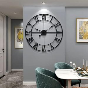 LEIKE 80CM Extra Large Wall Clock - 31" Oversize Modern Black Metal Roman Numeral Nearly Silent Little Ticking Battery Operated Wall Clocks for Living Room, Kitchen,Bedroom Farmhouse Home Decor - Image 8