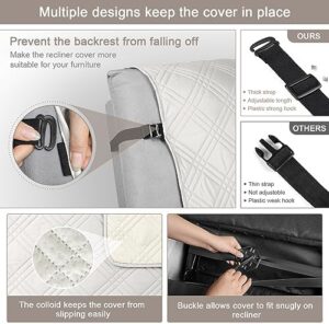 TAOCOCO Waterproof Recliner Chair Covers 30 Inch Wide, Oversized Recliner Covers for Recliner Chair with Pocket, Recliner Slipcovers with Straps Furniture Protector for Kids Pets (30'', Off White) - Image 5