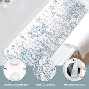 Sea Turtle Seaweed Starfish Cute Shell Bathtub Mat Non Slip Shower Mat Extra Long Anti Slip Bath Mats for Tub with Suction Cups and Drain Holes - Image 6