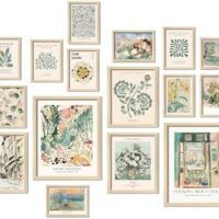 16 PCS Framed Sage Green Wall Art Decor, Matisse Wall Prints for Bedroom, Gallery Wall Frame Set, Abstract Posters for Living Room Aesthetic, Wall Collage Kit Pictures, Boho Dorm Home Decor