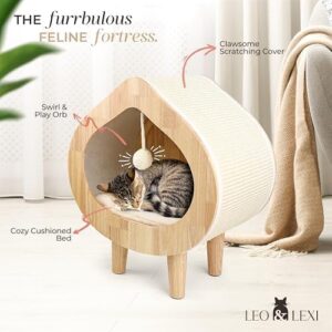 Unique Modern Cat Bed for Indoor Cats, House with Scratching Wall, Cozy Cave for Hideout, Cute Kitty Condo for Sleeping, Luxury Cat Beds & Furniture - Image 5