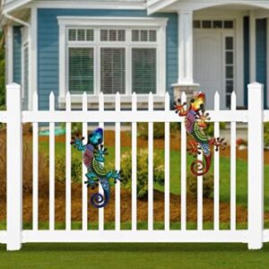 HONGLAND Metal Gecko Wall Art 2 Pack 15 Inch Lizard Outdoor Decor Hanging Glass Sculpture Decoration for Garden Fence Home - Image 8