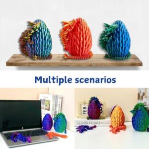 3D Printed 12” Articulated Crystal Dragon Inside 5.1” Egg – Fantasy Collectible, Fidget Toy & Stocking Easter Basket Stuffers for Home & Office Decor (3PCS-Egg) - Image 6