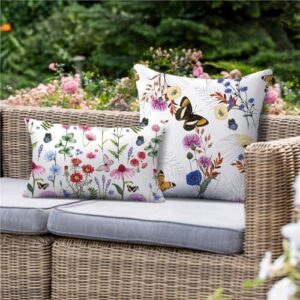 NIGHTWISH Outdoor Waterproof Pillow Covers 18x18 Set of 4 Spring Summer Decorative Floral Throw Pillow Covers Farmhouse Sofa Couch Cushion Cases for Patio Furniture Garden Decor - Image 3