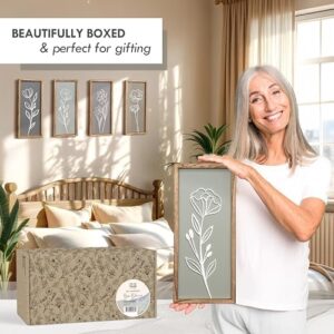 3D Wooden Floral Bathroom Wall Decor (Set of 4) Lightweight, Ready-to-Hang Framed Wall Art For Living Room, Bedroom, or Office - Premium Boho Botanical Farmhouse Decorations - Gift-Boxed - Image 5